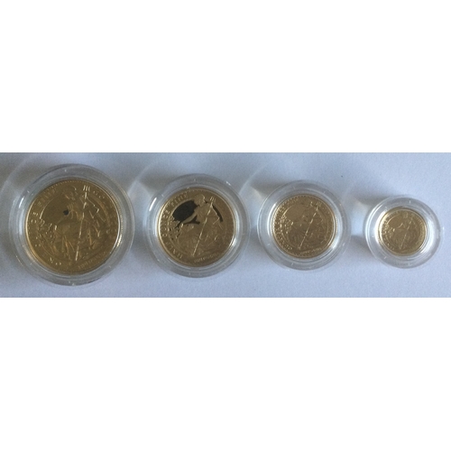 791 - A Proof Britannia four gold coins. Est. £150 - £200.