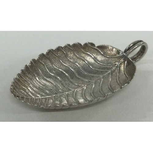 107 - A George III silver leaf shaped caddy spoon. London 1801. By Edward Mayfield. Approx. 7 grams. Est. ... 