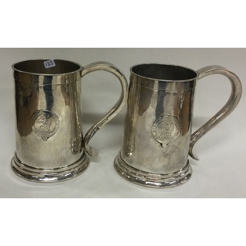 122 - A good pair of Indian Colonial silver pint mugs. Marked 'CK'. Approx. 712 grams. Est. £400 - £600.