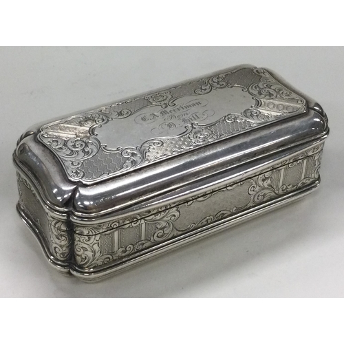 153 - A Victorian silver hinged snuff box of French style. Birmingham 1851. By Edward Smith. Approx. 186 g... 