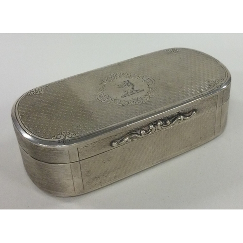 156 - An engine turned silver crested snuff box. Birmingham 1936. By GS Twist. Approx. 109 grams. Est. £20... 