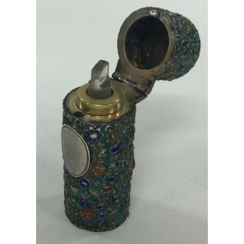 190 - A rare Victorian silver and enamelled scent bottle with stopper. London 1883. Approx. 29 grams. Est.... 