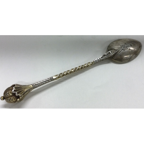 207 - A rare novelty silver spoon with spiralled handle. Birmingham 1863. Approx. 51 grams. Est. £60 - £80... 