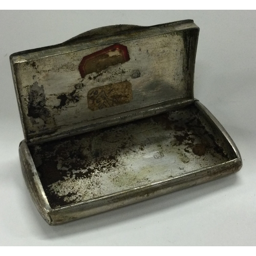 218 - An 18th Century Austrian silver snuff box depicting a scene of a man to front. Marked to interior. A... 