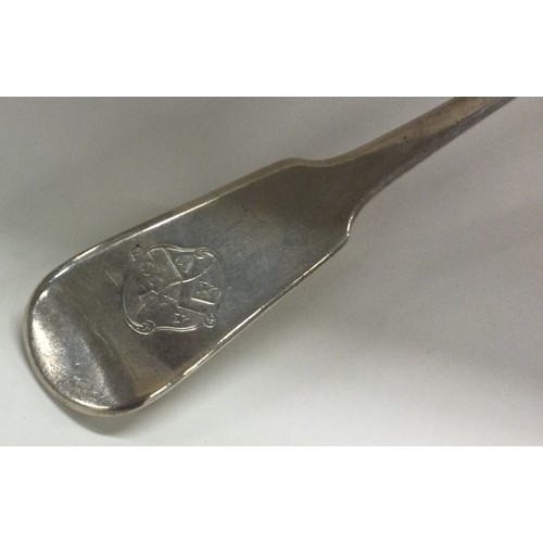 262 - A large 18th Century Georgian silver soup ladle with crested terminal. London 1798. By Richard Palme... 