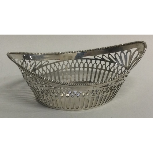 268 - An oval pierced silver basket. Approx. 72 grams. Est. £40 - £60.