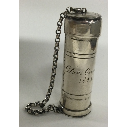 269 - An early 19th Century silver counter box on suspension chain. Approx. 64 grams. Est. £100 - £150.