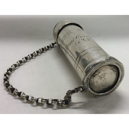 269 - An early 19th Century silver counter box on suspension chain. Approx. 64 grams. Est. £100 - £150.