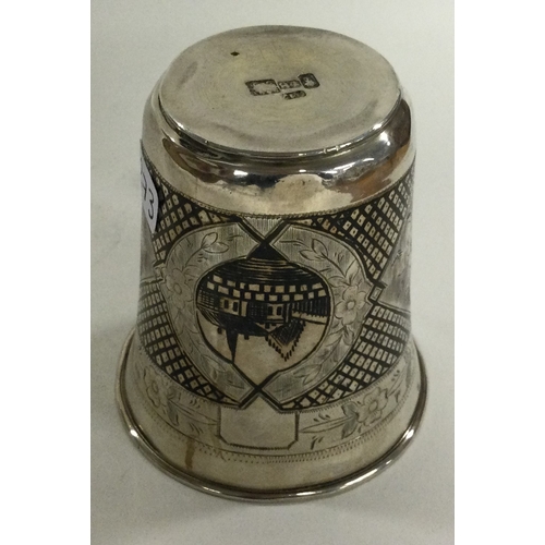 273 - A 19th Century Russian silver and Niello beaker decorated with country scenes. 1886. Approx. 51 gram... 