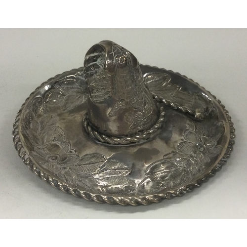 40 - A Continental silver dish in the form of a Sombrero. Approx. 58 grams. Est. £40 - £60.