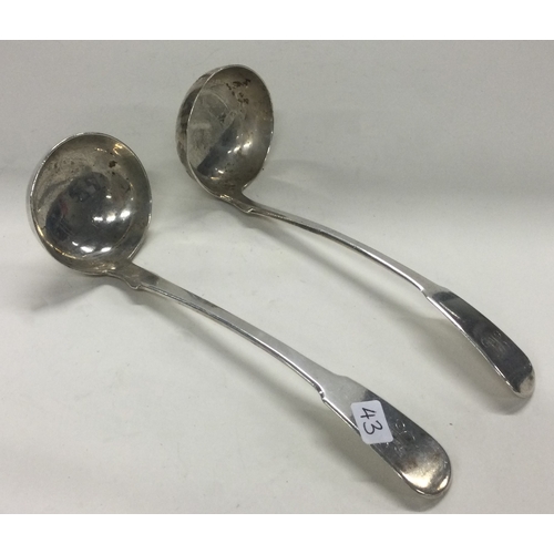 43 - EDINBURGH: A pair of Scottish Georgian silver sauce ladles. 1827. By William Cunningham. Approx. 66 ... 