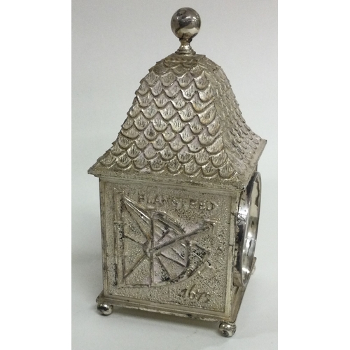 469 - CHRISTOPHER LAWRENCE: A silver clock. 1975. Approx. 464 grams. Est. £400 - £600.