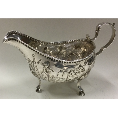 66 - An Irish silver sauceboat. Dublin. Circa 1770. By MW. Approx. 118 grams. Est. £100 - £150.