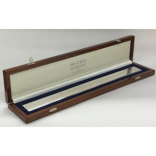 840 - A limited edition silver ruler in original case encrusted with diamonds to commemorate Elizabeth II.... 