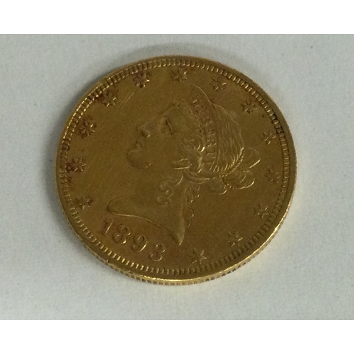 847 - A USA $10 (Ten Dollar) Liberty Head coin. Approx. 16.7 grams. Est. £850 - £1000.