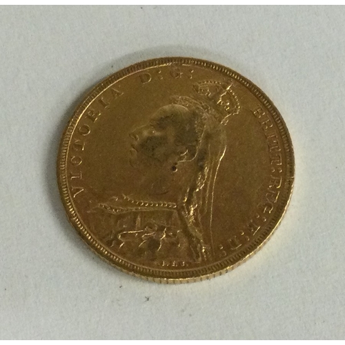 849 - A St George Jubilee 22 carat gold sovereign 1893. Approx. 7.9 grams. Est. £450 - £500.