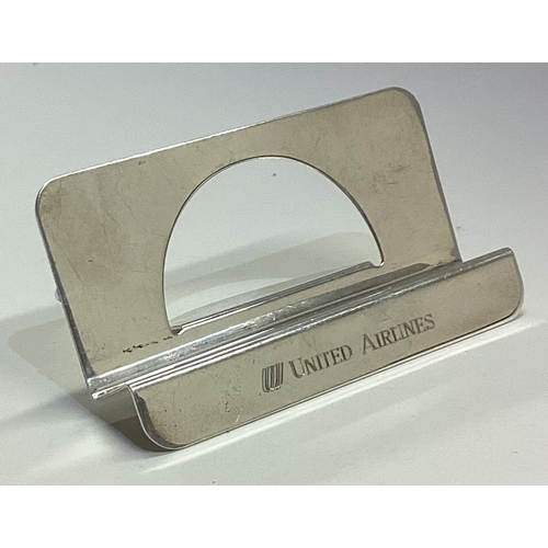 197 - TIFFANY & CO: A large silver United Airlines menu holder. Approx. 43 grams. Est. £40 - £60.
