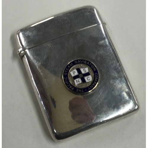 73 - A Victorian silver card case bearing an enamelled Pacific Steam Navigation Company crest to centre. ... 