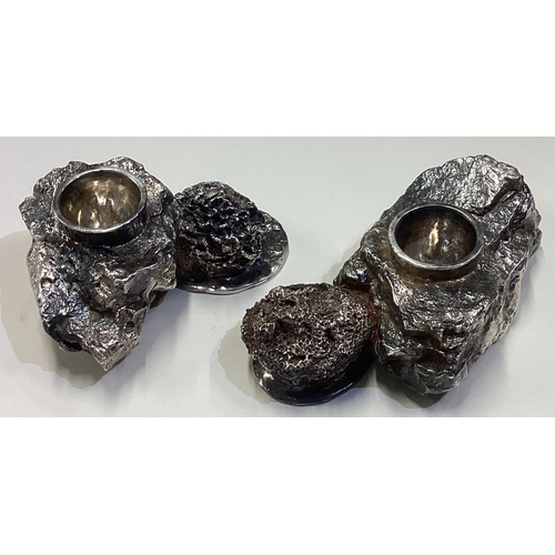 95 - PATRICK MAVROS: A rare pair of cast silver candlesticks. Circa 2000. Approx. 601 grams. Est. £800 - ... 