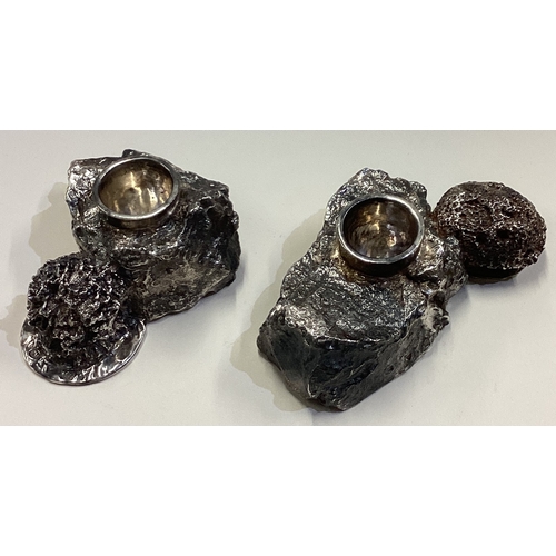 95 - PATRICK MAVROS: A rare pair of cast silver candlesticks. Circa 2000. Approx. 601 grams. Est. £800 - ... 