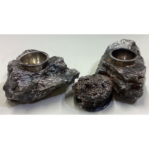 95 - PATRICK MAVROS: A rare pair of cast silver candlesticks. Circa 2000. Approx. 601 grams. Est. £800 - ... 