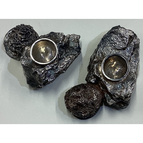 95 - PATRICK MAVROS: A rare pair of cast silver candlesticks. Circa 2000. Approx. 601 grams. Est. £800 - ... 