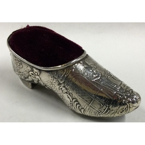 97 - A 19th Century Dutch silver pin cushion. Approx. 34 grams. Est. £80 - £120.