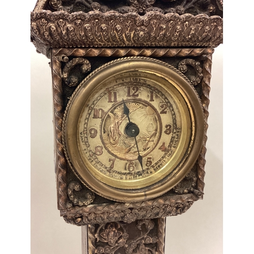 172 - A good quality Antique miniature grandfather clock with gilt dial. Est. £60 - £80.