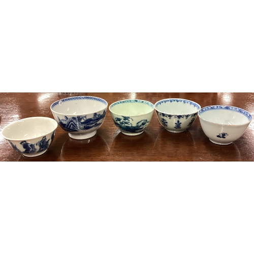 229 - A group of five Nanking blue and white dishes. Est. £30 - £50.