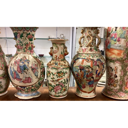 193 - A good collection of five Chinese Canton vases of typical form. Est. £20 - £30.