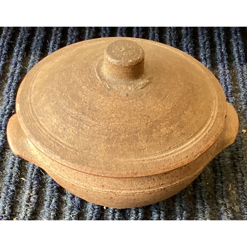 397 - LEACH: A Leach pottery soup bowl. Approx. 12 cms diameter (excluding handles) x 7cms high. Together ... 