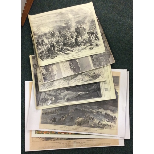 342 - A folio containing prints and scenes from the Zulu War. Est. £20 - £30.