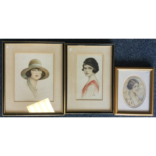 408 - MABEL DISLEY JONES: (British, 1897 - 1983): A pair of framed and glazed watercolour Arts & Crafts po... 