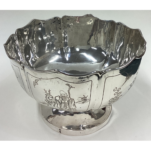 1 - A good Chinese silver bowl attractively decorated with birds and figures. Approx. 292 grams. Est. £1... 