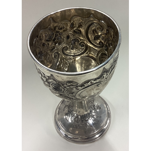 106 - A George III silver goblet with chased decoration. London 1788. By Charles Hougham. Approx. 200 gram... 