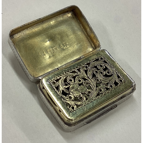 120 - A George III silver vinaigrette with bright-cut and floral decoration. Birmingham 1820. By T Simpson... 