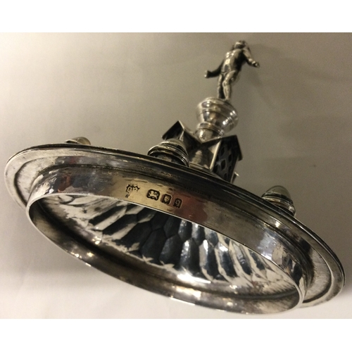 134 - OMAR RAMSDEN: A large silver lidded trophy cup. Lid signed 'Omar Ramsden Me Fecit'. Approx. 42cm hig... 