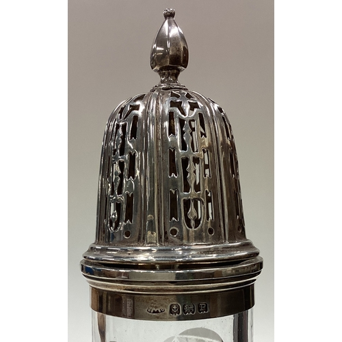 178 - A good cut-glass and silver mounted sugar caster with pierced decoration. Birmingham. Est. £20 - £30... 