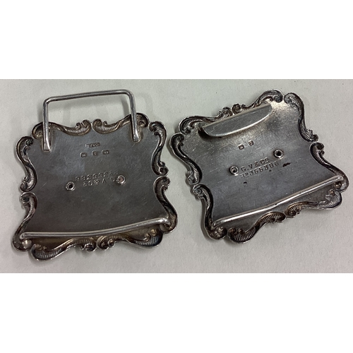 185 - A pair of silver and enamelled buckles. Birmingham 1899. By GV&Co. Approx. 34 grams. Est. £100 - £15... 