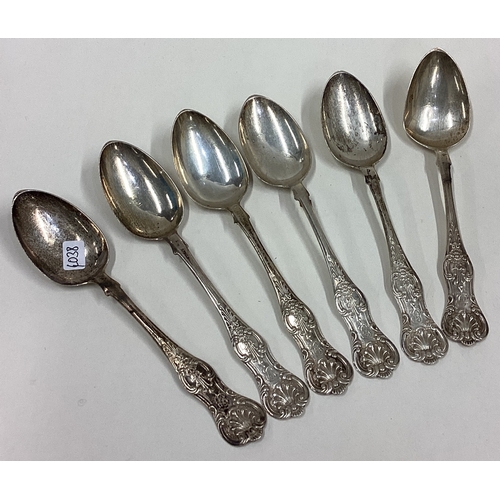 2 - A set of six silver King's pattern teaspoons. London. Approx. 102 grams. Est. £20 - £30.