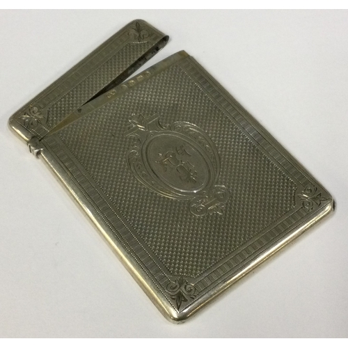 254 - A fine Victorian silver card case with engine turned decoration. Birmingham 1891. By George Unite. A... 