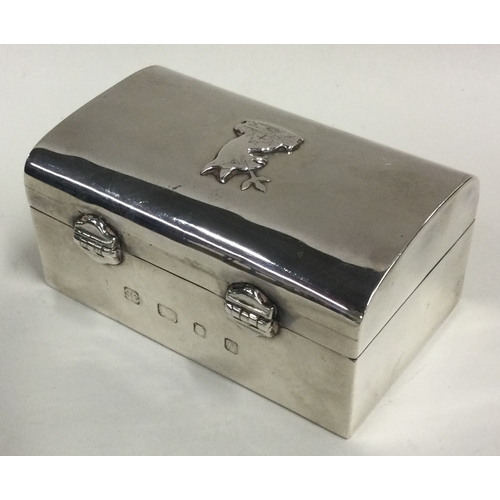 315 - A rare silver cigar box in the form of a suitcase. London 1987. By Strode College of Somerset. Appro... 