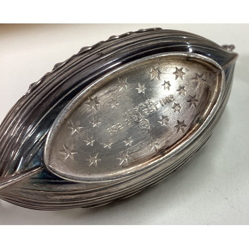 364 - A Norwegian silver model of a Viking boat with glass liner. Approx. 18 grams. Est. £20 - £30.