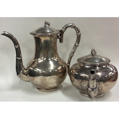 380 - A 19th Century Chinese export silver 4-piece tea set with hammered decoration. Circa 1880. By Zeewo.... 