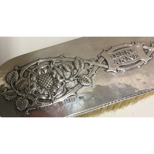 457 - OMAR RAMSDEN: A fine silver brush given as a gift from Omar Ramsden to his mother inscribed 'Irene A... 