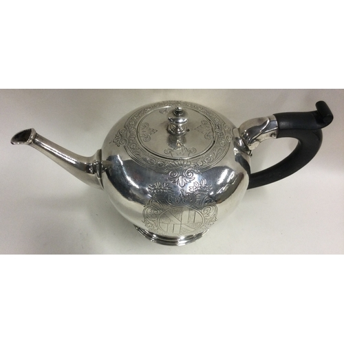 467 - OF SCOTTISH INTEREST: A fine and crisp 18th Century silver bullet shaped teapot. Fully marked to bas... 