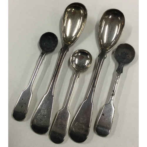 491 - A pair of Scottish silver mustard spoons etc. Approx. 61 grams. Est. £30 - £50.