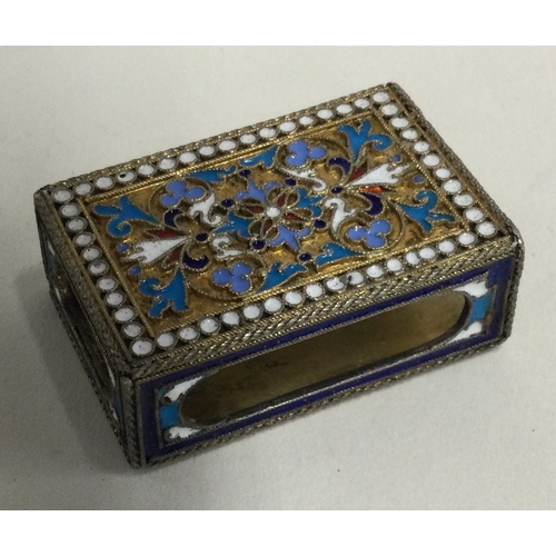 507 - A Russian silver and enamelled match holder. Approx. 29 grams. Est. £200 - £300.