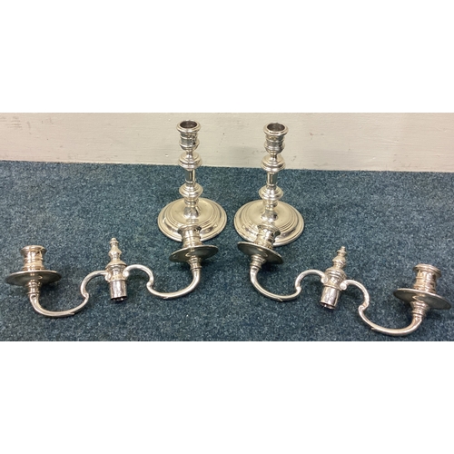 534 - A good pair of silver candelabras in the Georgian style with removable tops. London. By RC. Approx. ... 