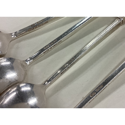 560 - A set of four silver spoons cast with fox head finials. Birmingham 1974. Approx. 50 grams. Est. £50 ... 